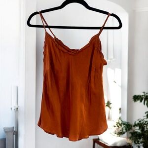 Wilfred Terracotta Colored Satin Tank Top